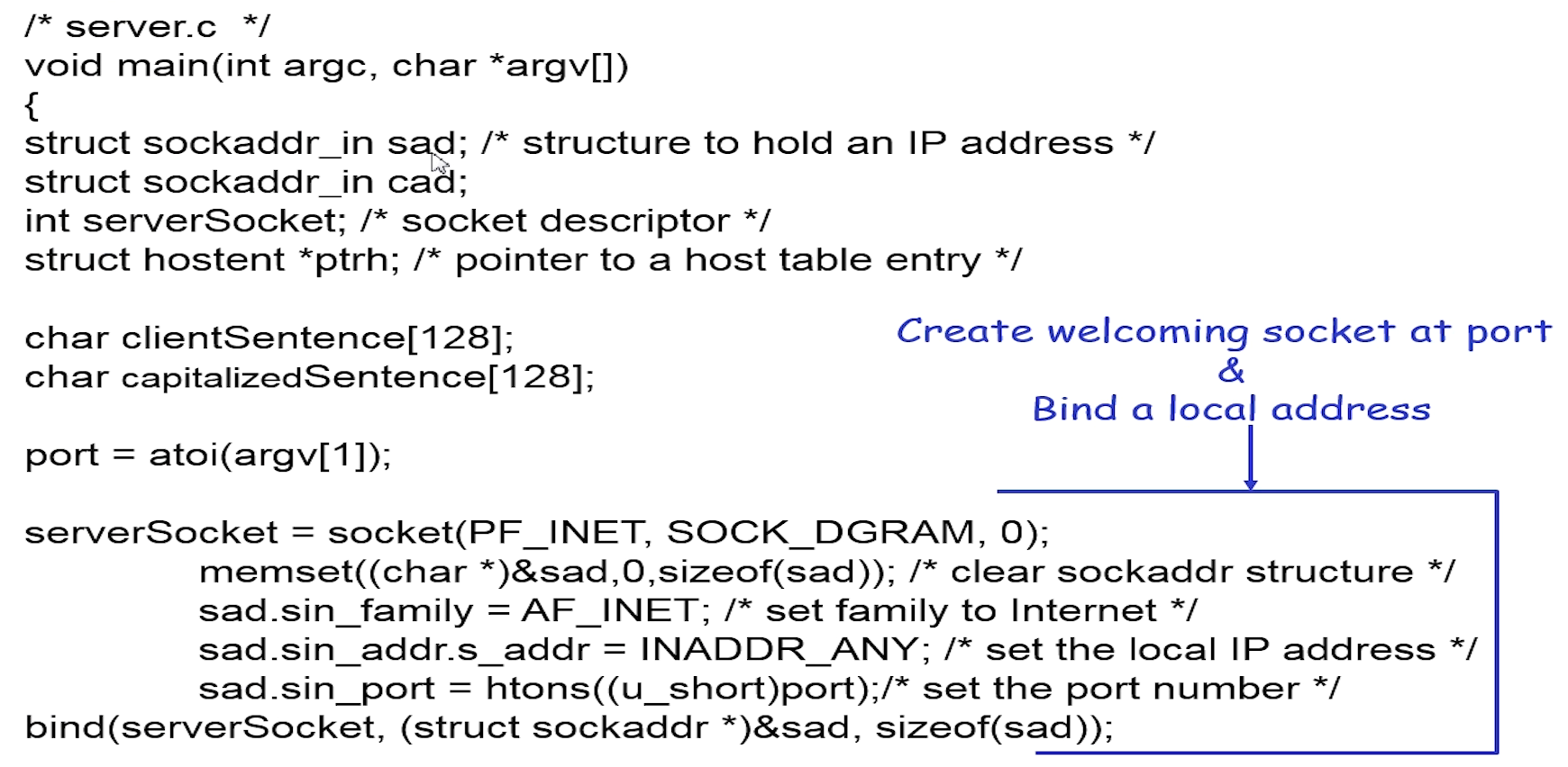 C 服务器 UDP 代码